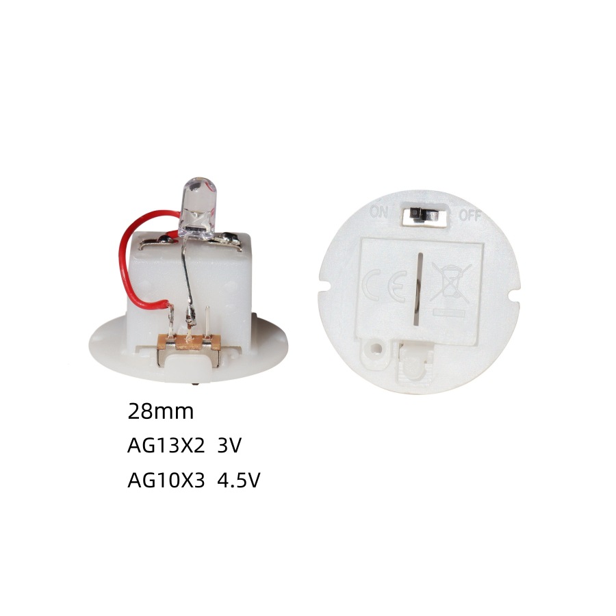 28mm圆形AG13电池盒 4.5电池盒3V电池盒铜线灯七彩闪灯LED盒