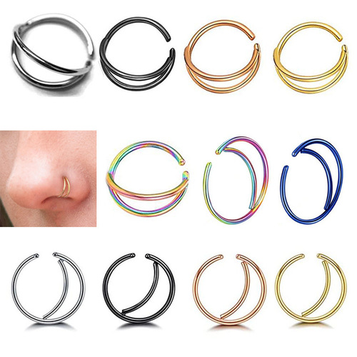 European and American stainless steel moon nose ring moon nose nail Amazon piercing jewelry moon nose ring