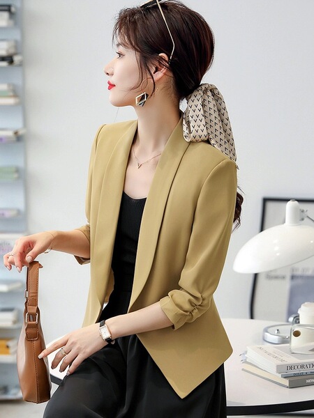White shiffon thin summer classic suit jacket