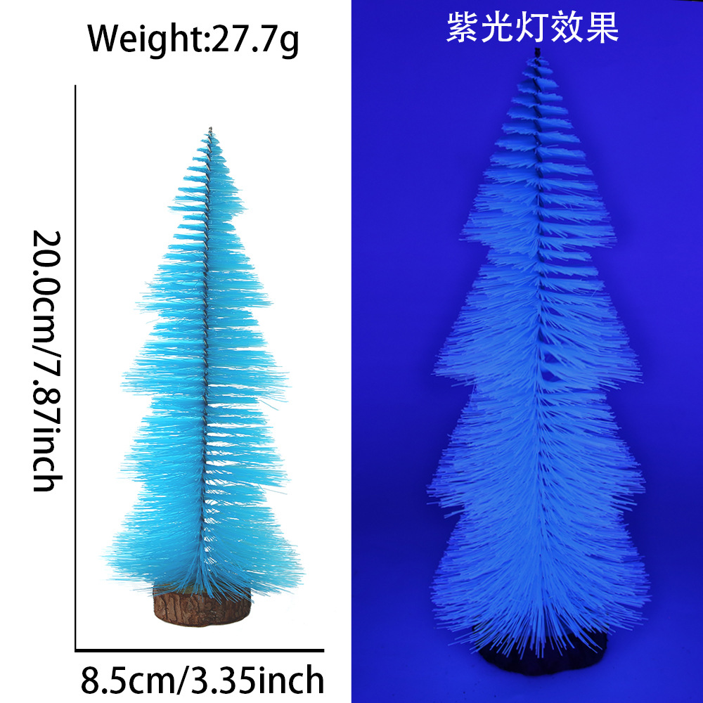 Decoración de escritorio de árbol de Navidad mini color tazo de Navidad ventana decoración micro paisaje PVC pino fluorescente