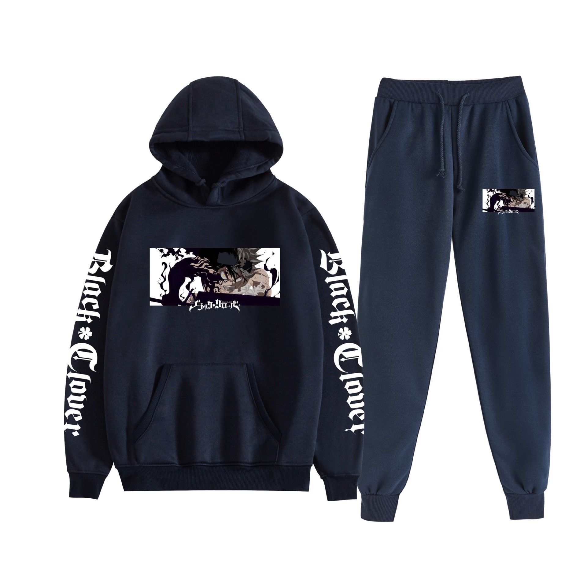 Comercio exterior nuevo estilo riman black trébol de cuatro hojas-Black Clover suéter con capucha corsés traje de dos piezas