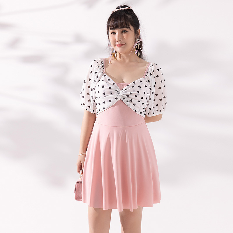 Más tamaño traje de baño de las mujeres más el tamaño 200kg vestido de una pieza adelgazante conservador pecho grande empuja hacia arriba las aguas termales Chubby Girl traje de baño