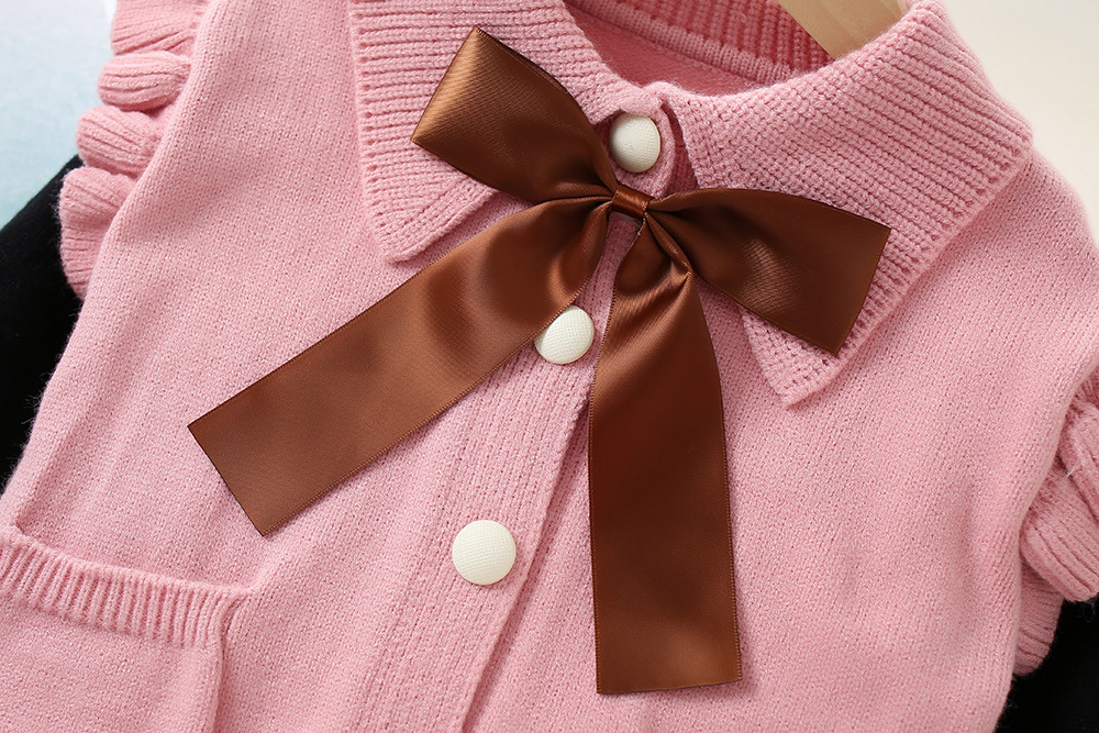 Mädchen Pullover Rock 2023 Herbst/Winter Neue Modische Lange ärmeln Western Strick Top Flare Hosen kinder Zwei_voghion.com