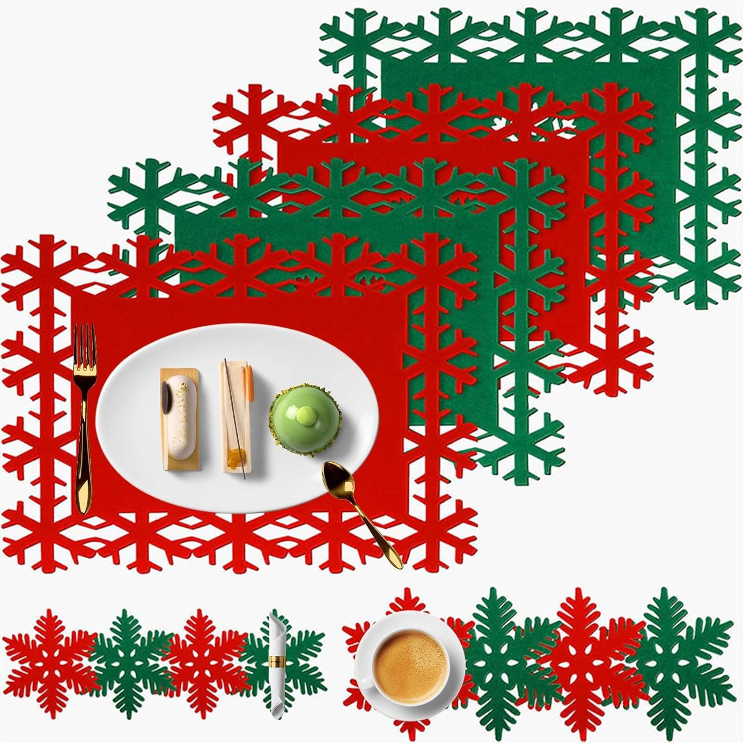 Christmas Placemat And Coaster Set For Dining Table Decor_voghion.com