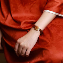 玉器工艺品天然新疆和田玉籽料 俏红皮18k金原石手表女款手链附证