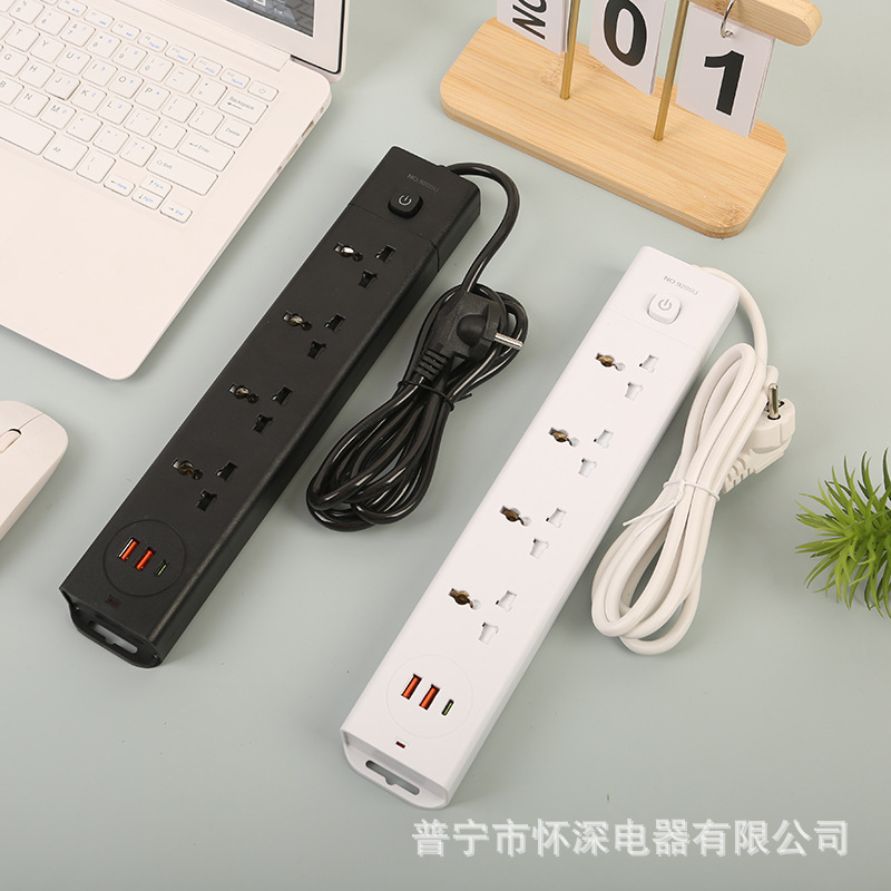 Tarjeta de absorción de cañón doble de alta frecuencia 2USB + 1PD estándar británico estándar europeo estándar americano bolsas neutras blancas y negras Arabia Saudita Dubai