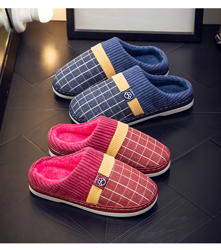 Unisex Casual Plaid Round Toe Cotton Slippers display picture 2