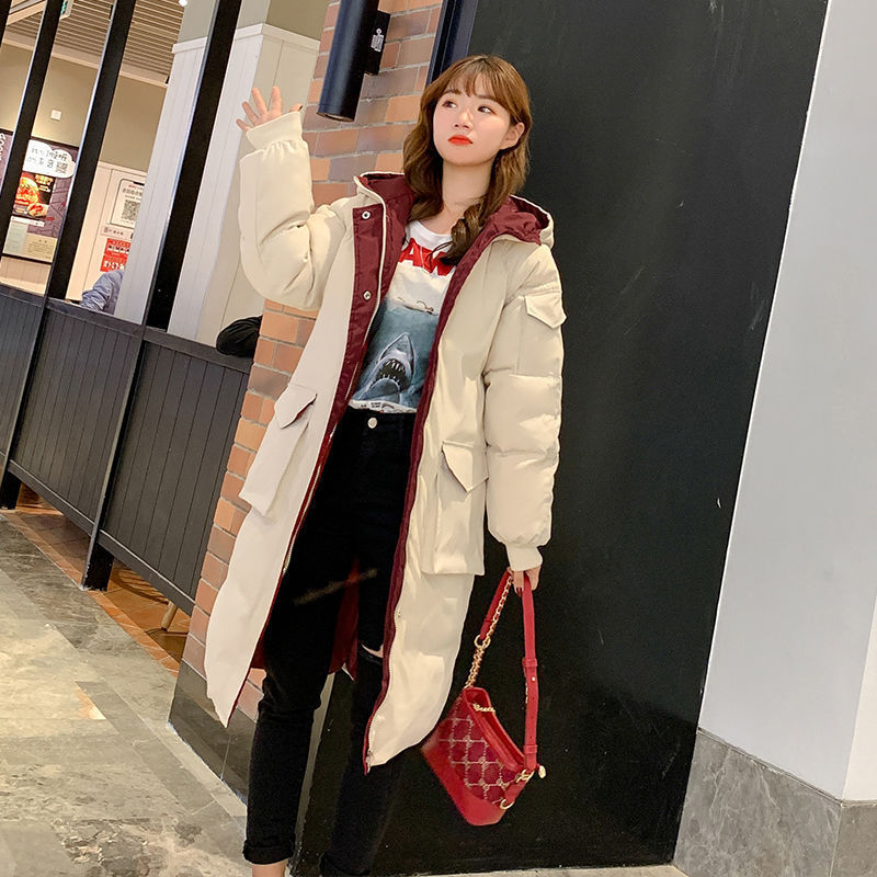 新款过膝羽绒棉服女中长款加大码外套加厚棉衣韩版宽松面包服|undefined