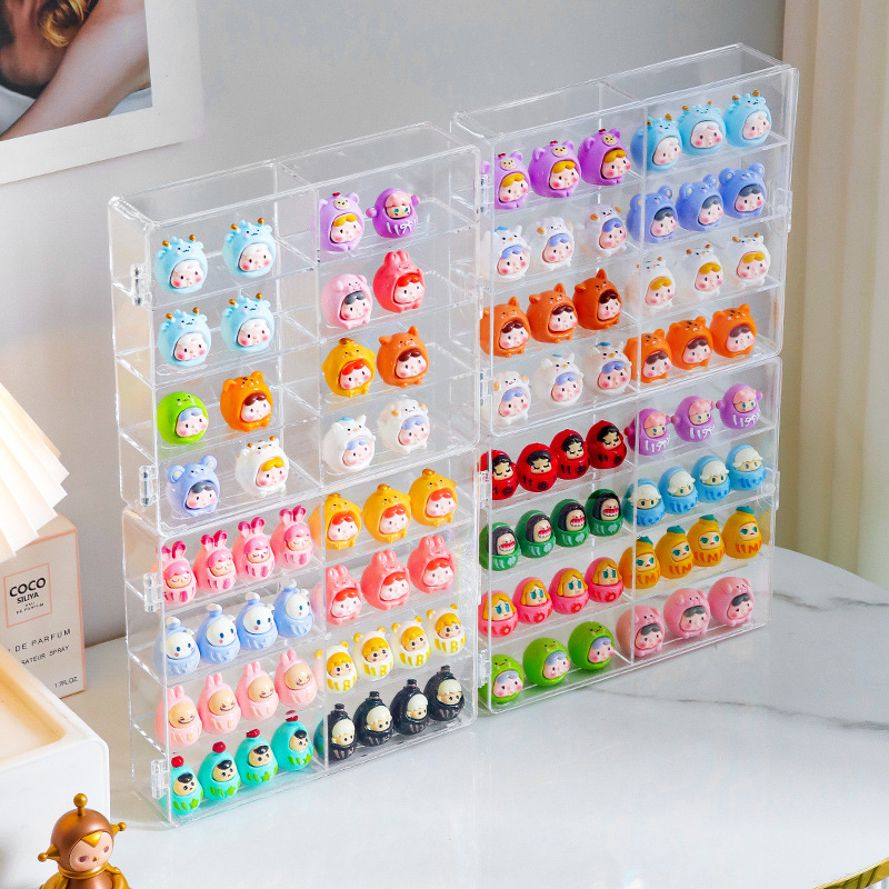 萌え粒展示ケース透明泡マットブラインドケース収納ケース立札小置物多層収納ケース|undefined