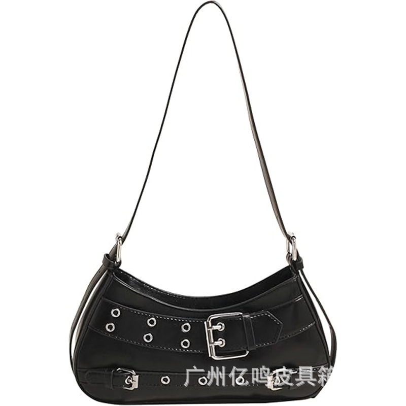 Women's Small Shoulder Bag Y2K Wallet Punk Rivet Lightweight Hobo Bag Handbag Fashion Crescent Trend