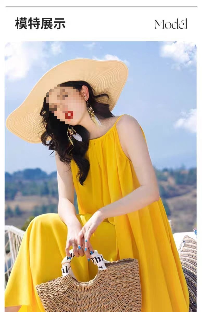 Đầm maxi nữ hở lưng thiết kế siêu tiên, phù hợp đi biển nghỉ dưỡng — màu vàng chi tiết 3