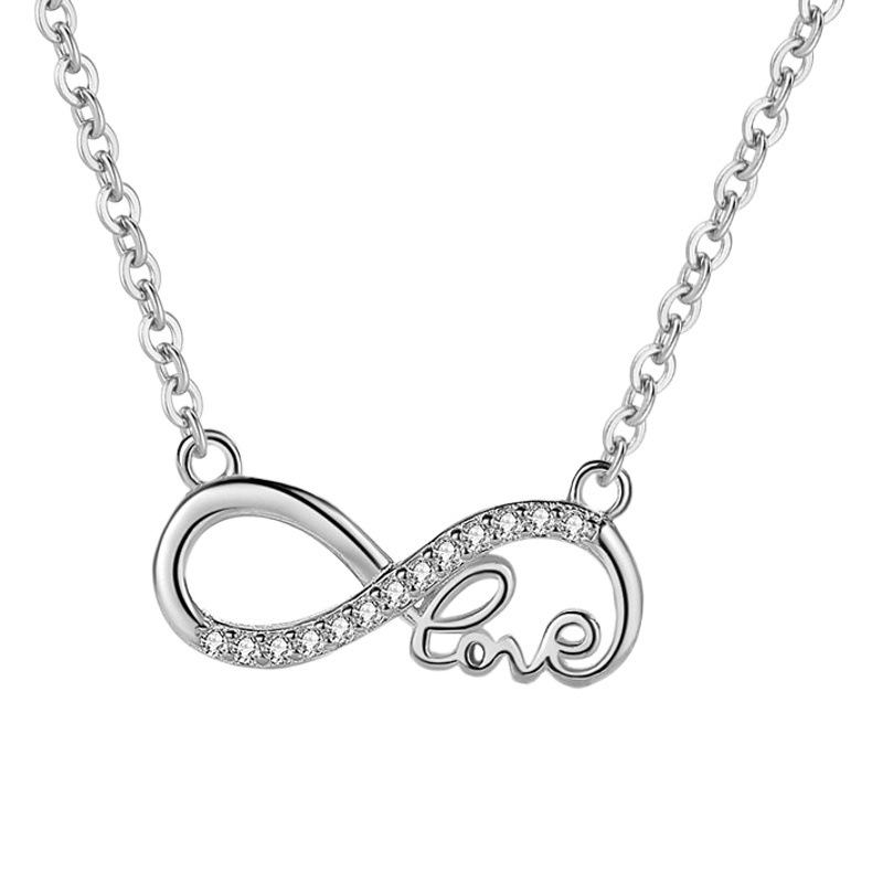 S925 lazo de plata Amor collar de las mujeres de moda transfronteriza estilo europeo y americano diseño sentido amor clavícula cadena diamante