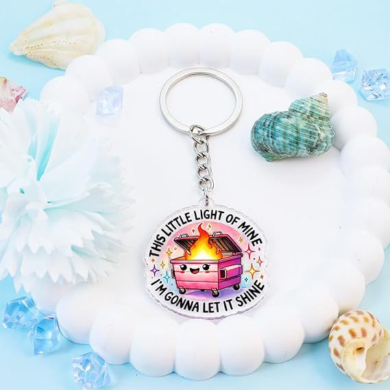 Cross-Border New In-Stock Fun Trash Can Firebox Acrylic Keychain Pendant Backpack Keyring Accessory Decoration
