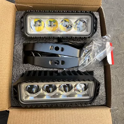 Two-Color Led Spotlight 12V24V Lens Far and Near Integrated Small Steel Cannon Truck Modified Front Bumper Fog Light Laser Headlight (Fog lamp) - a-pair-of-four-lens-laser-spotlights-with-bracket-screws