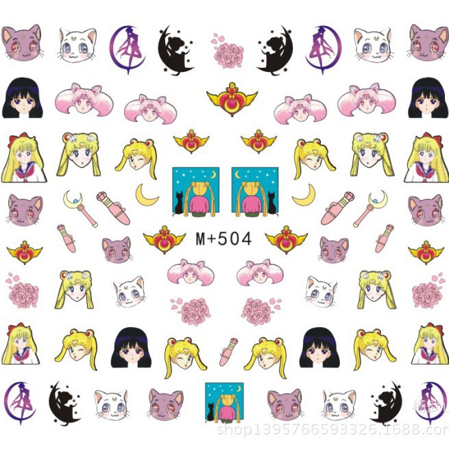 美少女美甲貼紙 跨境電商日韓水印卡通美少女美甲貼紙 M+488-552