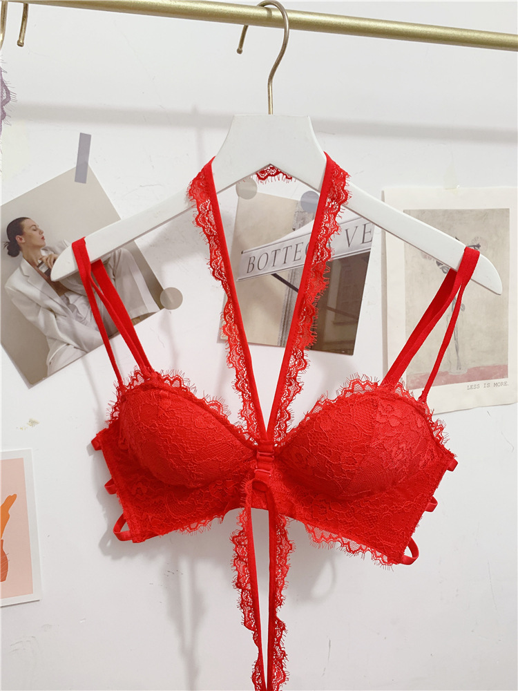 Damen Spitzen Bh Und Slip Set Mit Neckholder Und Verschluss_voghion.com