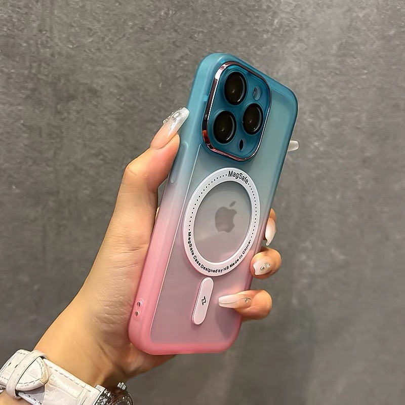 带镜头膜渐变色磁吸适用iPhone16promax手机壳苹果15软硅胶多巴胺|undefined
