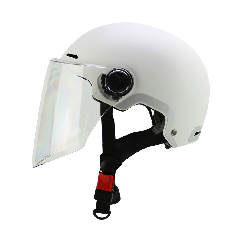 Electric Vehicle Helmet – Universal Motosiklet kaskı (dəbilqə) - 3c-transparent-long-visor-matte-white-solid-color-l