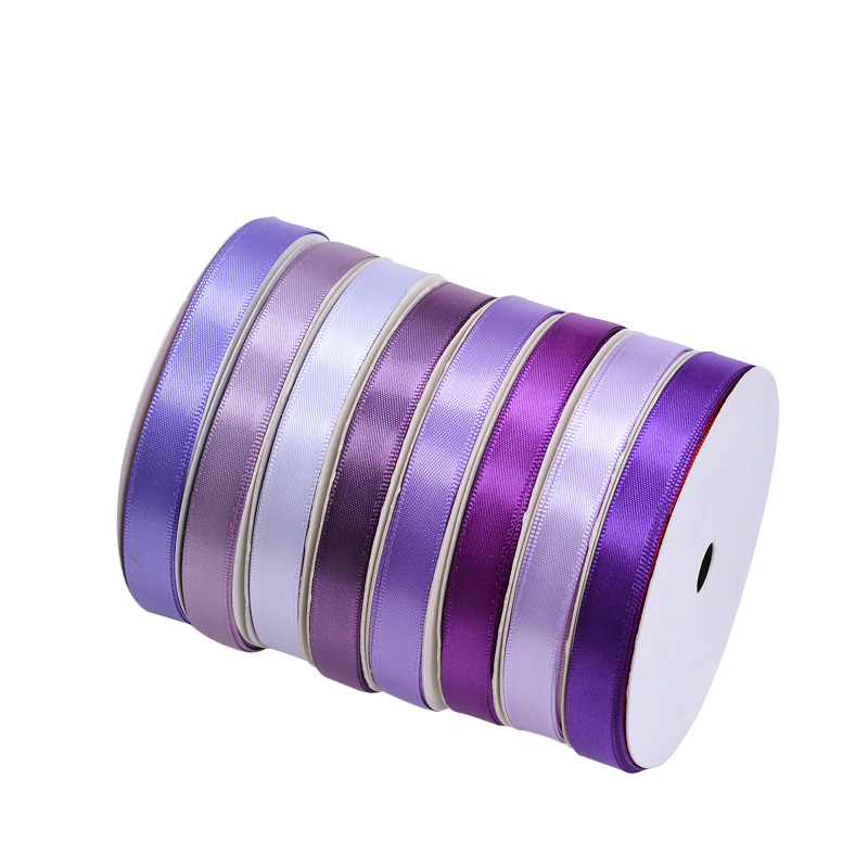 Cinta de poliéster de 1 cm de la serie morada de Yao Ming, en stock, para decoración de globos festivos, cajas de regalo y empaques.