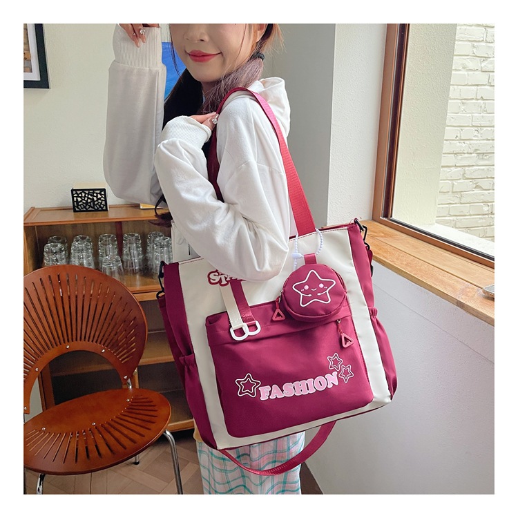 Student single-shoulder bag, Korean version color-blocked letter crossbody bag, hand-held tutorial bag for primary and secondary school students, hanging bag, student bag undefined