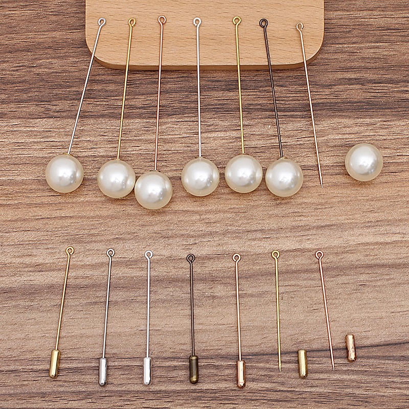 (07443) Copper brooch pin with 9-shaped pointed tip, straight pin, collar pin, safety pin, long pin, hat pin