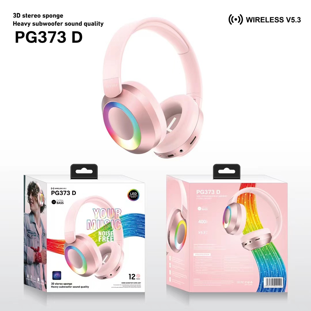 comercio exterior nuevo PG373D auriculares bluetooth de alta calidad lámpara RGB estereoscópica esponja auriculares fábrica al por mayor