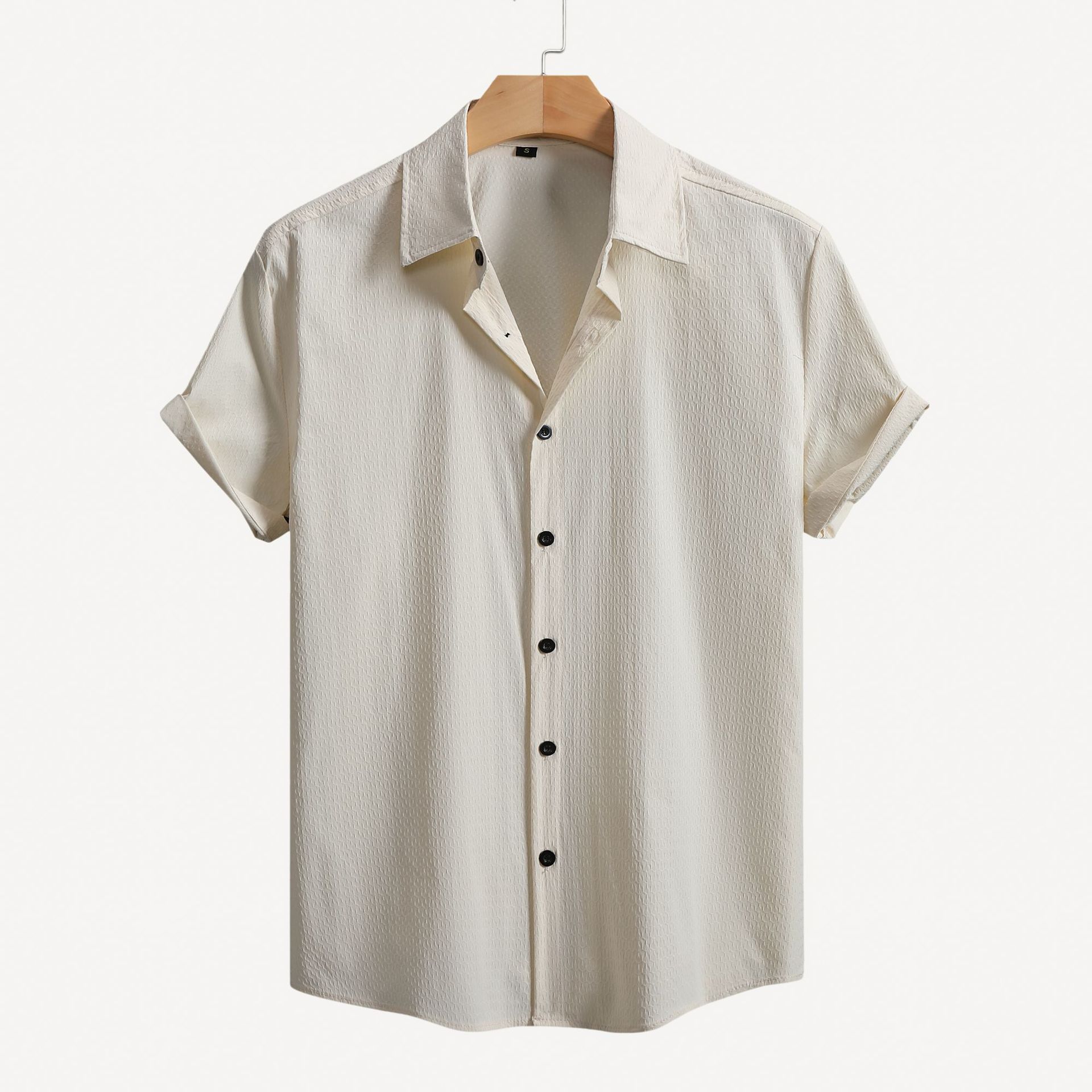 summer Solid Color European Size Cross-border Foreign Trade Men's Short-sleeve Shirt_voghion.com