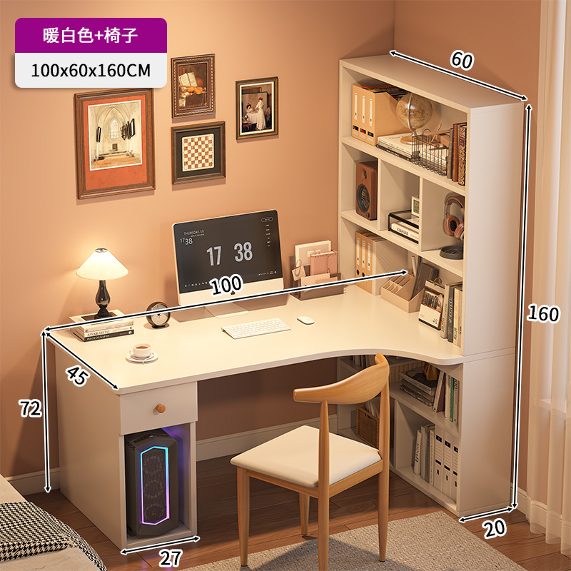 Mesa de escritorio, estante de escritorio, mesa de esquina, estudio, mesa de estudio doméstica, mesa de computadora moderna y simple, mesa de oficina y silla.