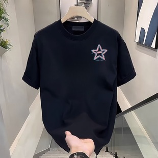 Different Same-Color Couple Outfits, Summer T-Shirts, Trendy Brand Sense 2024 New Summer Short-Sleeved Men