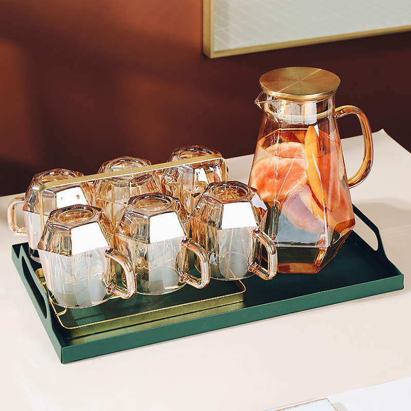 高颜值玻璃喝水杯子茶杯把手感精致水杯客厅家用家庭待客套装