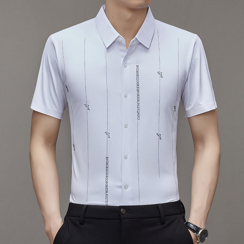 Summer Men's Short-Sleeved Seamless Shirt, Business Casual Men's Top, Dolphin Print Shirt, Men's Ready-To-Ship Products Summer Men's Short-Sleeved Seamless Shirt, Business Casual Men's Top, Dolphin Print Shirt, Men's Ready-To-Ship Products