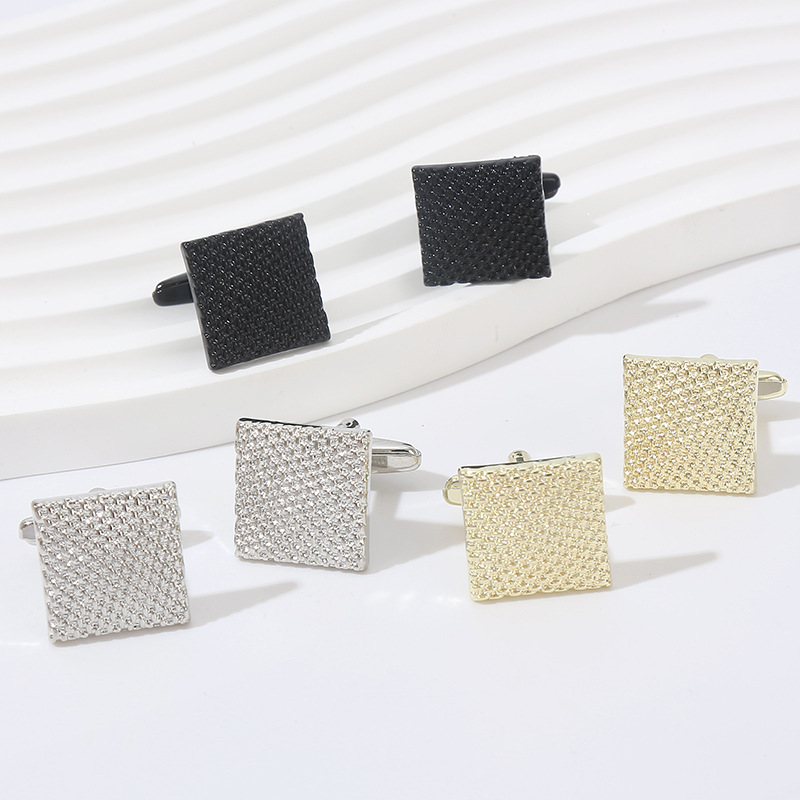 Alibaba.com Amazon New Square Polished Engraved Pattern Grid Cufflinks Cufflinks