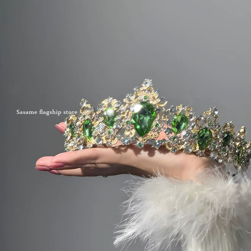 Металлическая тиара для невесты, кристаллы, корона, аксессуар, европейский стиль, свадебные аксессуары