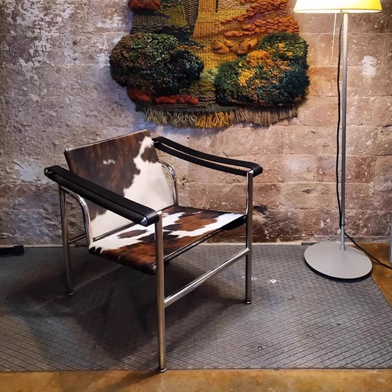 LC1 Basculan silla sofá de cuero Corbusier silla de cuero medieval silla casera silla casera