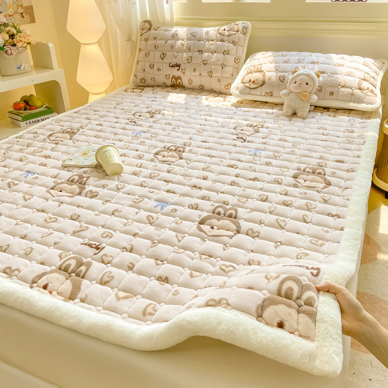 Thickened Plush Milk Velvet Mattress Mattress Home Winter Bedroom Soft Cushion Warm Dormitory Student Single Blanket