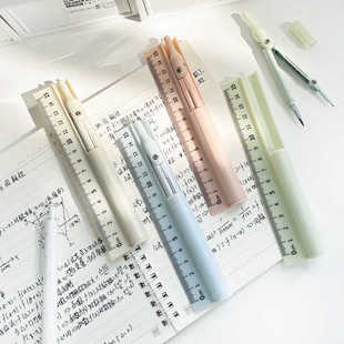 Three-In-One Multi-Functional Compass and Ruler, One-Piece High-Looking Drawing, Primary and Secondary School Measurement Learning Portable Mapping Tool Pen
