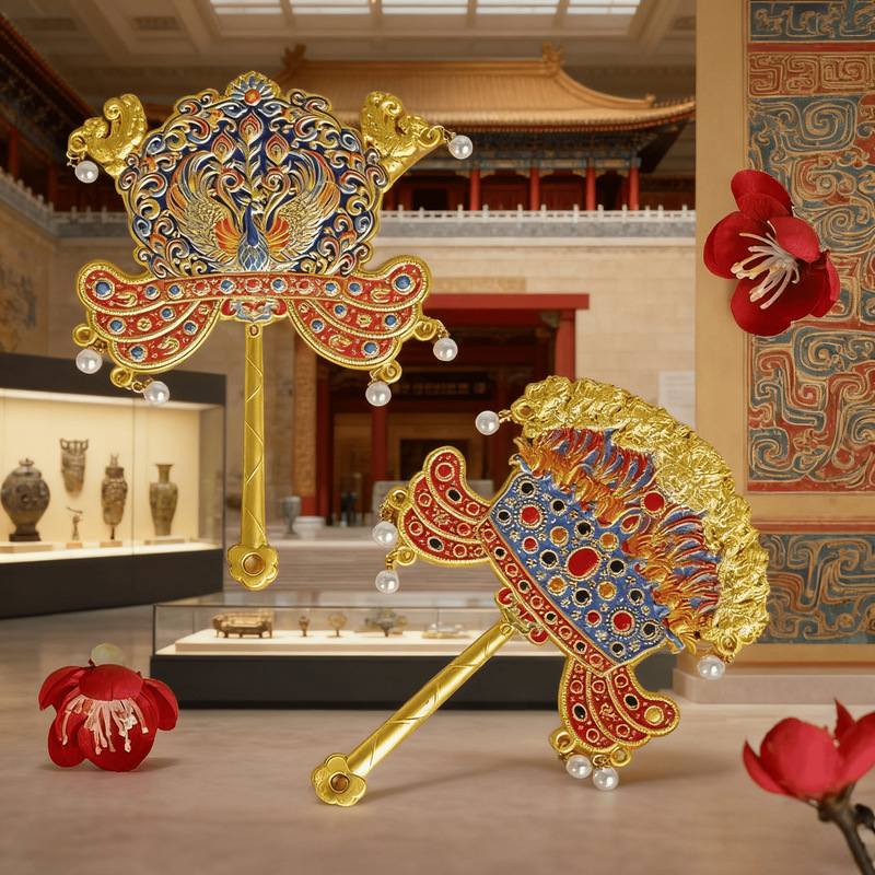 Beijing Museum Cultural and Creative Retro Palace-Style Handle Mirror | Forbidden City Pocket Mirror | Fashionable Makeup Mirror Enamel Beijing Museum Cultural and Creative Retro Palace-Style Handle Mirror | Forbidden City Pocket Mirror | Fashionable Makeup Mirror Enamel