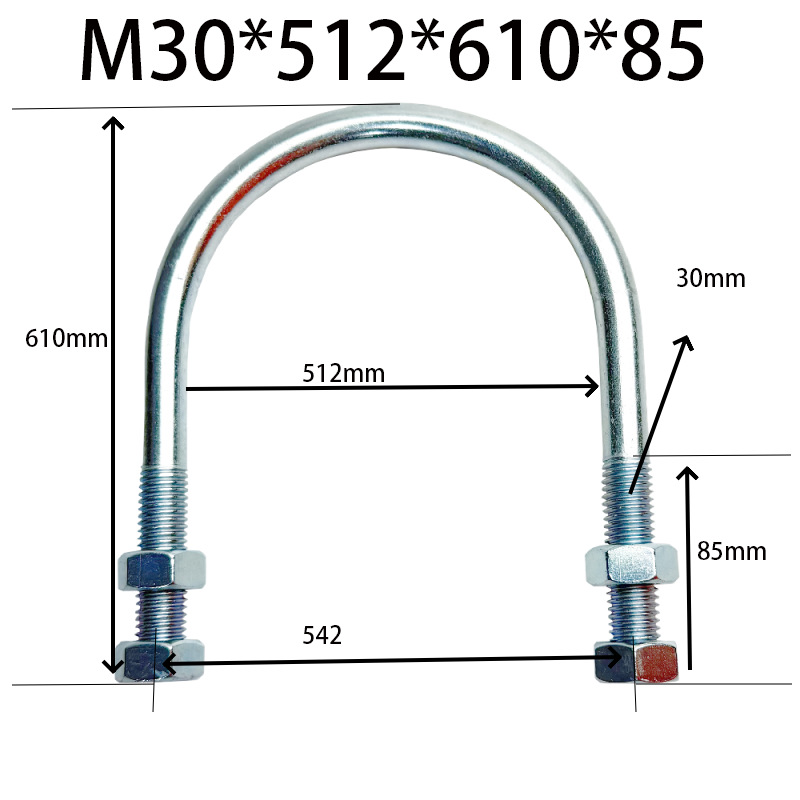 CB / T 3780 / 1997 - Pa / Pb galvanizado en forma de U tuerca gruesa perno alargado abrazadera de tubería