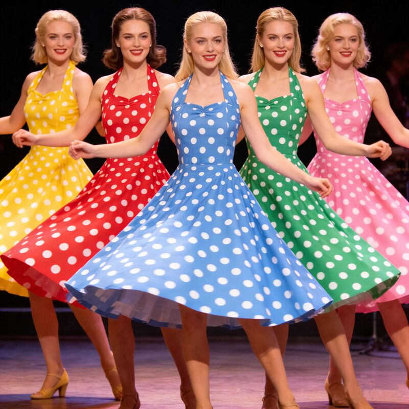 French-Style Retro Hepburn Halter Neck Tie-Back Polka Dot Dress with a Hong Kong Vibe, Nostalgic for the New Year, with a Large Hem, Suitable for Performances French-Style Retro Hepburn Halter Neck Tie-Back Polka Dot Dress with a Hong Kong Vibe, Nostalgic for the New Year, with a Large Hem, Suitable for Performances