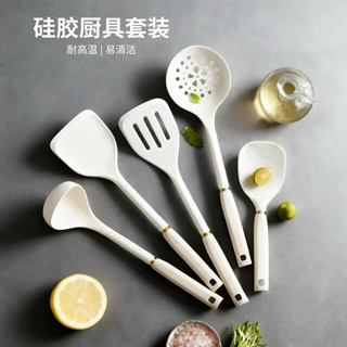 硅胶厨具5件耐高温食品级硅胶锅铲汤勺不粘锅烹饪家用厨房饭勺
