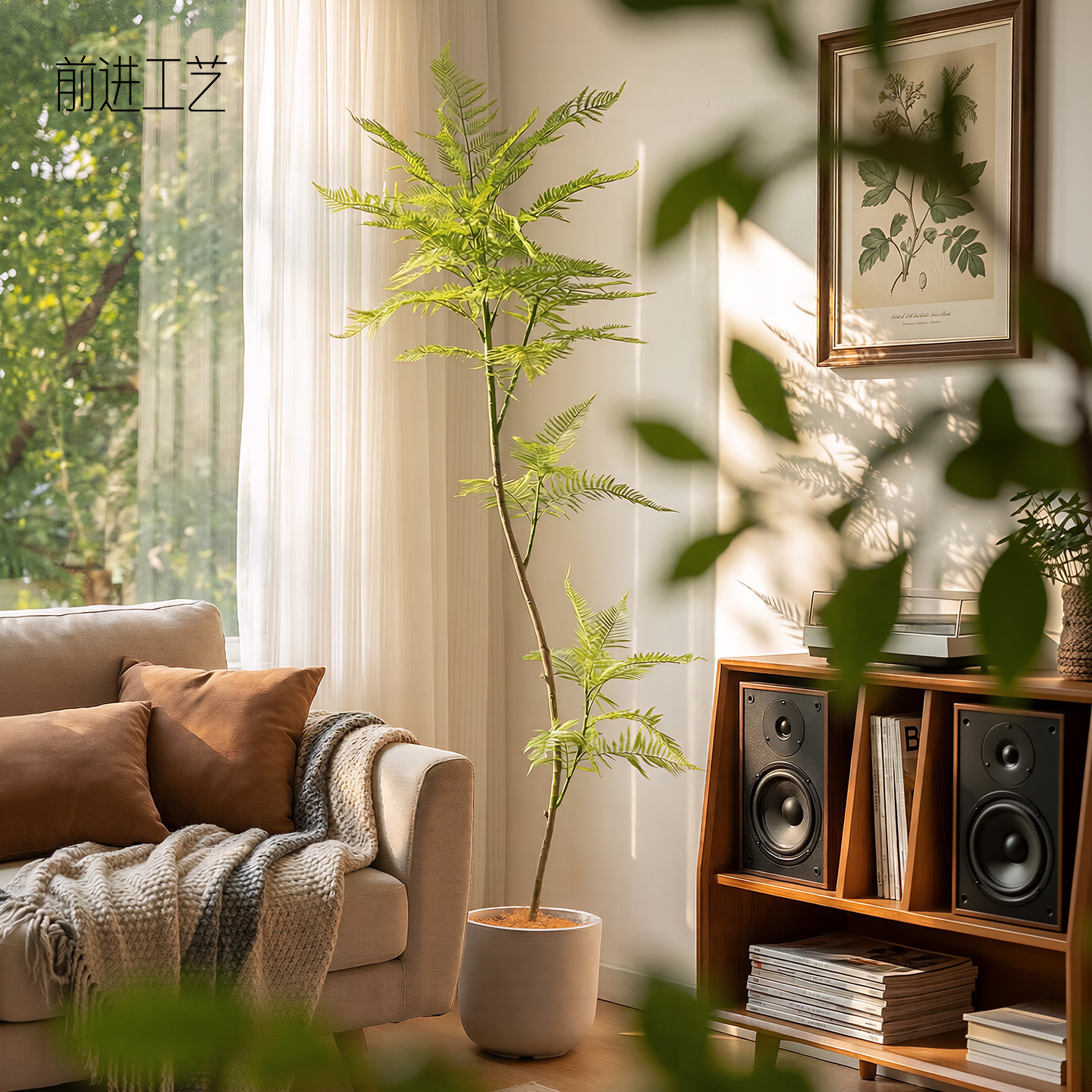 蓝花楹室内仿真绿植盆栽大型仿生植物假树高端轻奢客厅装饰品摆件