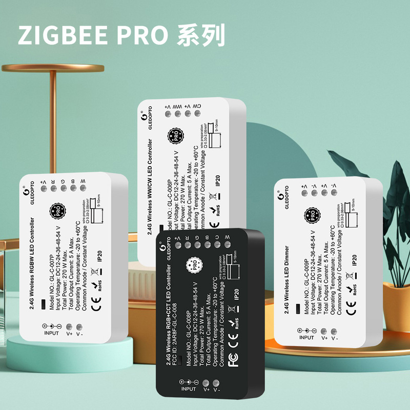 Gledopto Zigbee Rgbcw丨Rgbw丨Rgb丨Cct Single Color Light Strip Controller Constant Voltage Dimming