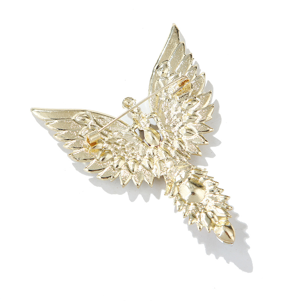 Lanhao Middle Ancient Vintage Retro Three-dimensional Heavy Industry Personalized Design Enamel Angel Wings Oil Drop Brooch