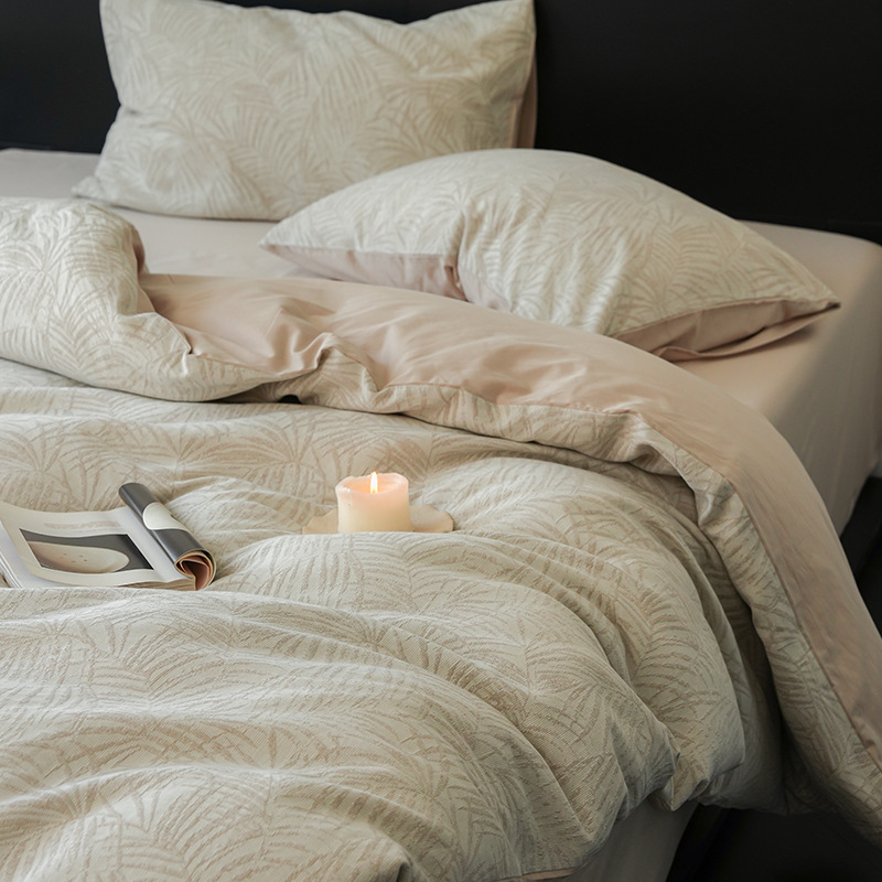 Una sensación de alta calidad de grasa tipo A en la cama abrasión de cuatro piezas 100 algodón de tres capas de hilo jacquard sábanas de cama