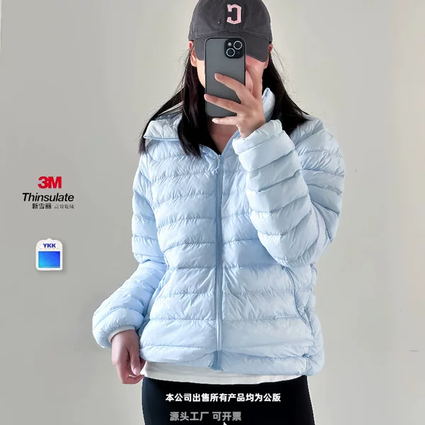 Bird-style unisex ribbed cotton jacket, windproof and waterproof, for outdoor commuting, 3M cotton coat, high-quality down cotton outerwear 26