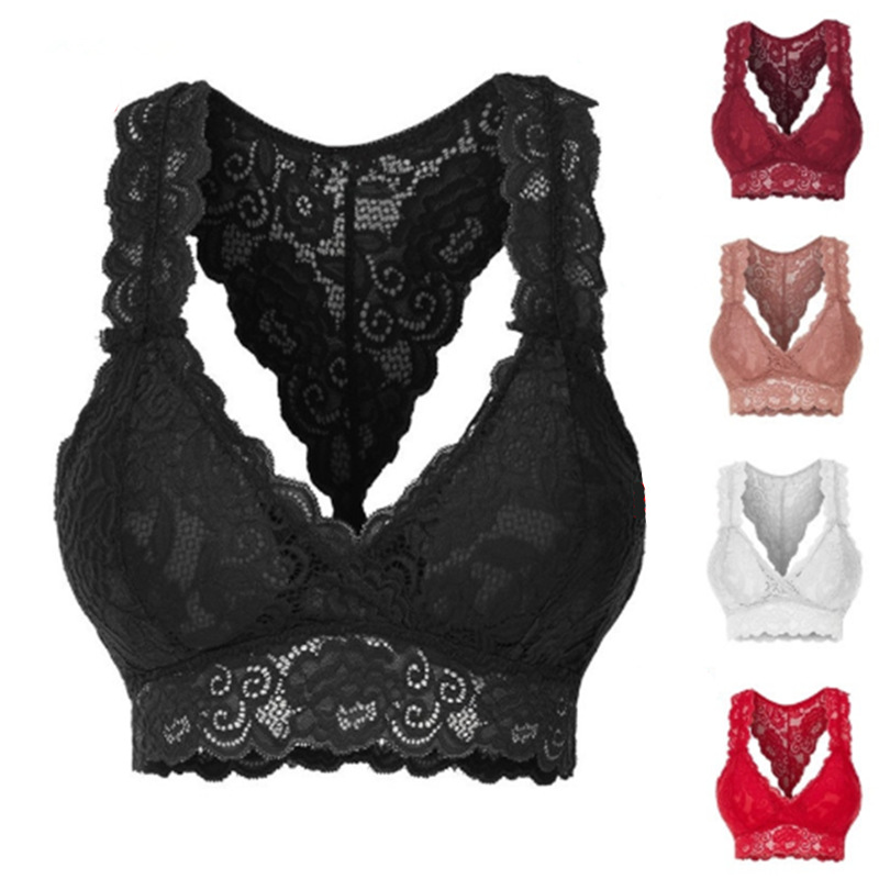 Europa y América transfronteriza nueva sexy de tres puntos en forma de melocotón sexy sujetador hueco de encaje completo multi-color multi-tamaño de la ropa interior