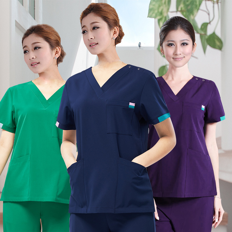 Hand-washing clothing short-sleeved polyester cotton men's and women's doctor's clothing operating room brush hand clothing month sister-in-law oral pet hospital overalls