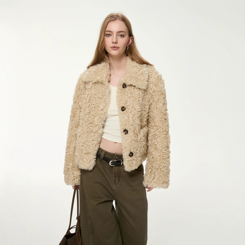 2026 New Curly Teddy Bear Short Faux Fur Coat for Women, Autumn and Winter, Petite Size, Furry Top