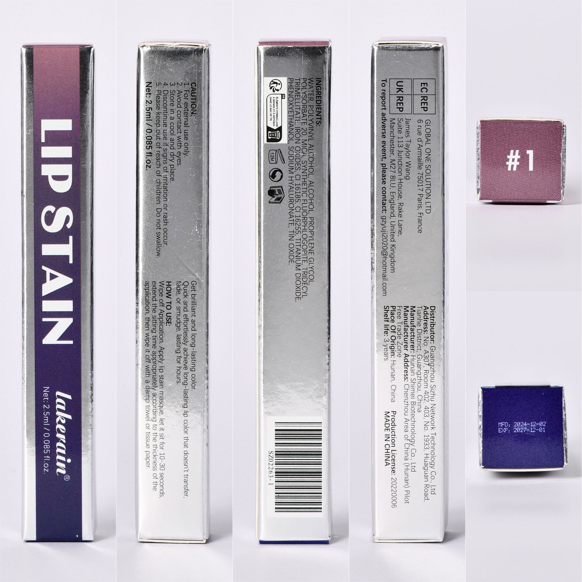 Transfronterizo belleza lakerain 3 colores tubo de plata rasgar lápiz labial de comercio exterior seda esmalte labial brillante esmalte labial fácil de desarrollar color lápiz labial