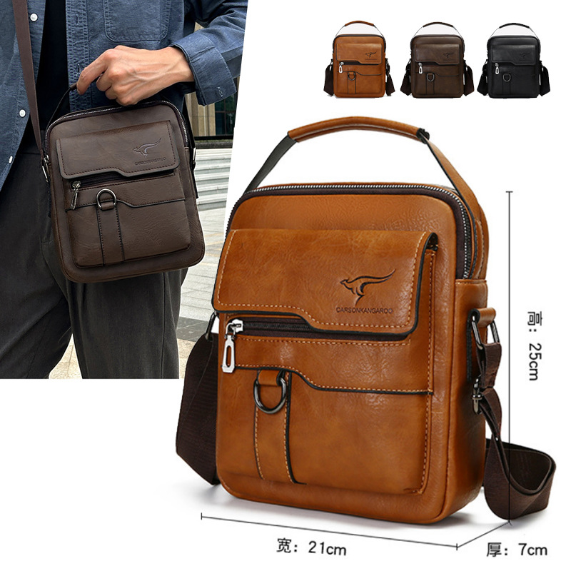 Bolso de cuero sencillo transfronterizo, bandolera de negocios de moda para hombre, bolso de mano, mochila informal, bandolera, venta al por mayor para comercio exterior